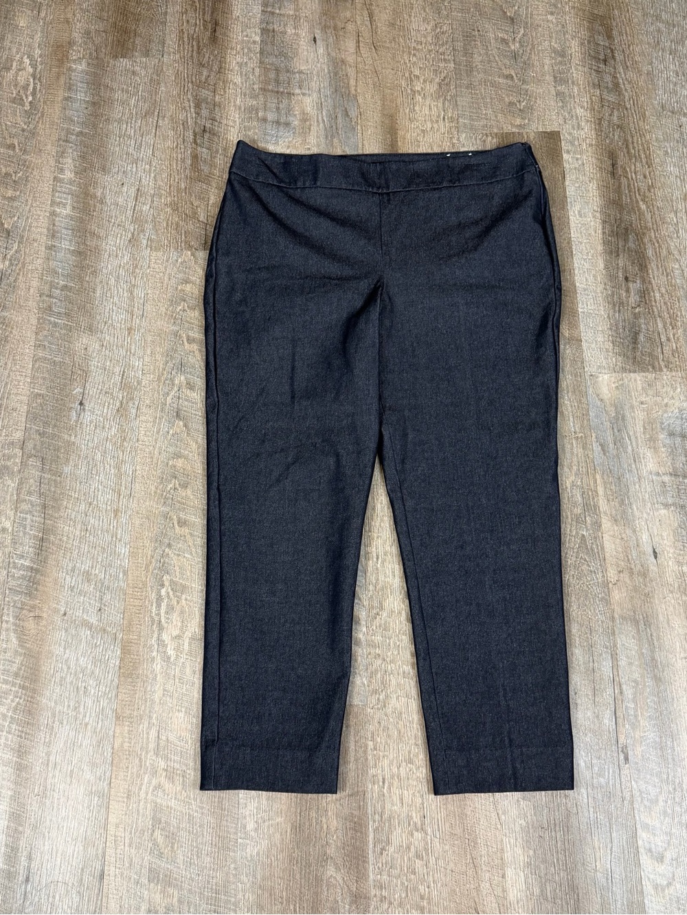 Talbots Chatham Ankle Pant 12P Petite Dark Denim Stretch Side Zip Back Slit Hem